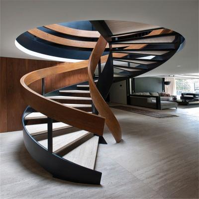 China CBMmart Modern Staircase Stainless Steel Indoor Stair Railings Carved Wood Staircase for sale