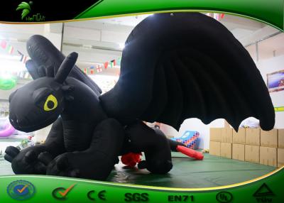 China Long PVC Inflatable Cartoon Characters Giant Black Inflatable Toothless Dragon Toy for sale