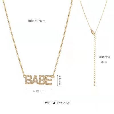 China Creative Fashion Gold Plated Jewelry Necklace Diamond Inlaid Letter Necklace Jewelry for sale