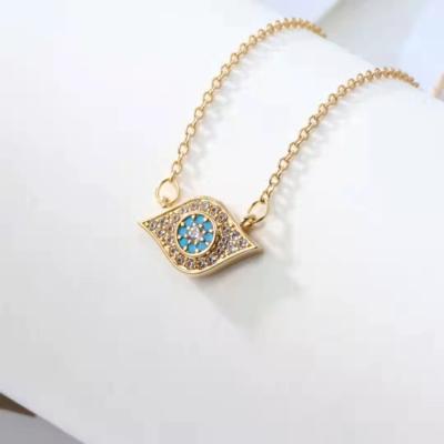 China Fashion custom necklace pendant gold plated micro necklace set exquisite religious temperament soft zircon soft magic eye necklace for sale