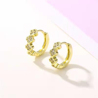 China Other Designer Earrings Diamond Inlaid Zircon Clover Stud Earrings Fashion Soft Female Jewelry Earrings for sale