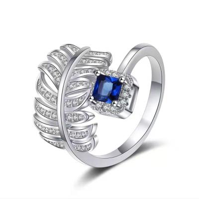 China CLASSIC Designer Ring Asymmetric Feather Set With Diamond Sapphire Women's Adjustable Ring Fashion Jewelry Ring for sale