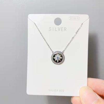 China Creative Fashion 925 Sterling Silver Pendant Necklace Beautiful Diamond Inlaid Round Brand Finial Jewelry 925 Sterling Silver Necklace for sale