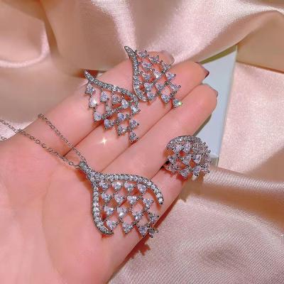 China Custom Fashion Jewelry Set Water Drop Like Shape Three Pieces Set Exquisite Fashion Personalized Jewelry Set for sale