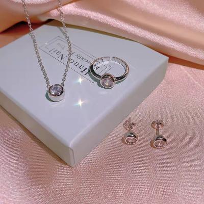 China Fashion newly designed jewelry set simple luxury flexible ring manufacturer temperament diamond bride necklace wholesale jewelry for sale