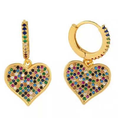 China Wholesale Fashion Jewelry Earrings Others Zircon Color 18K GOLD PLATED EARRINGS Women Inlaid Micro Copper Earrings Women for sale