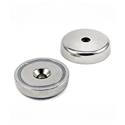 China Industrial Magnet Strong Neodymium Pot Magnets With Counter Hole , Countersunk Hole Magnets With Mounting Screws for sale