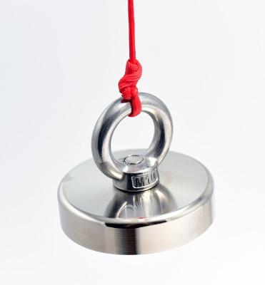 China Industrial Magnet Super Powerful N52 Neodymium Fishing Magnet With Rope And Hooks for sale