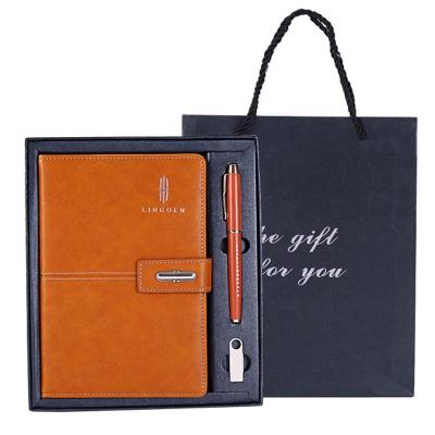 China Custom Faux Leather Hardcover Notebook Gift Set 2021 Business Black Luxury Planner Recycled Paper A5 A6 Diary Journal With Pen for sale