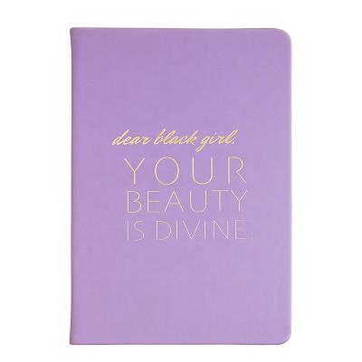 China Factory Custom 2021 Enrollment Notebook Softcover A5 PU Purple Softcover Journal Girl School Leather Stationary Planner With Gold Foil Logo for sale