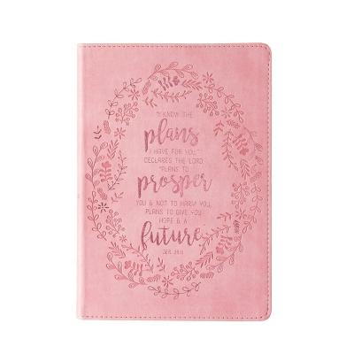 China Custom Silk Soft Cover Factory Christian Art Gifts Pink Faux Leather Notebook A5 Marker Journal Girl Wedding 2021 Planner With Pink Edge for sale