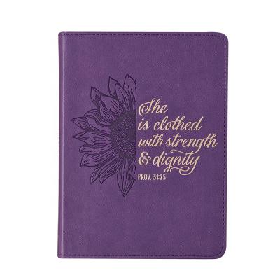 China Custom Notebook Flexcover Inspired Planner Christian Art Gifts Purple Faux Leather Softcover Lined Journal with Ribbon and Hog Edge for sale