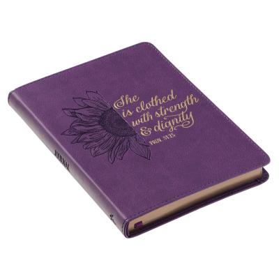 China Custom Christian Gift Book Purple Faux Leather Softcover Notebook Flexcover Planner Bible Verse Inspired Journal with Ribbon, Hog Edge for sale