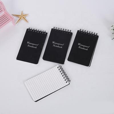 China Custom Black Spiral Waterproof Notebook Softcover Notepad Stone Paper Cover A5 A6 Mini Pocket Size Aqua Notes Logo Printing pp for shower for sale