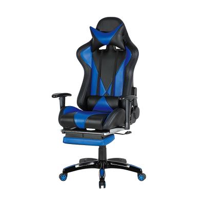 China Custom Logo Pu Game Racing Chairs Gaming blue Computer Office Gaming Chair With Footrest for sale