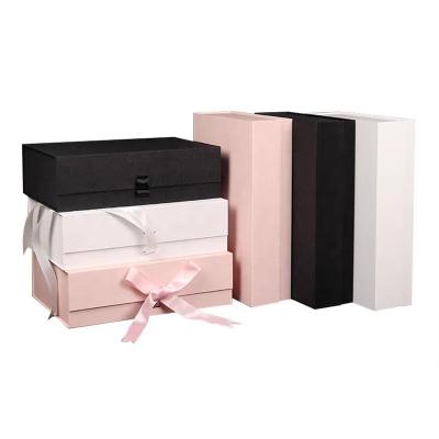 China Recycled Materials Adjust Packaging Luxury White Collapsible Cardboard Foldable Paper Package Large Rigid Custom Gift Boxes With Magnetic Lid for sale