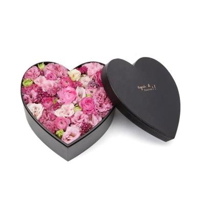 China Luxury Recycled Valentine Gift Love Heart Flower Heart Shaped Box Roses Premium Packaging Paper Materials Custom Clear Velvet Window for sale