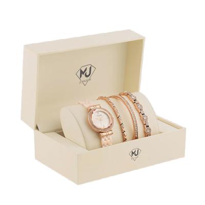 China Recycled Materials High Quality Watch and Bracelet Set Women Jewelry Gift Box Gold Paper Logo Packaging Bracelet Custom Box for sale