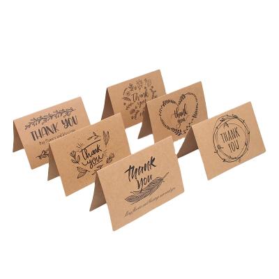 China Recyclable Eco-Friend Thank You Order Cards Small Business Brown Kraft Paper Wholesale Shopping Custom Business Thank You Cards for sale