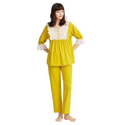 China QUICK DRY knit sleep wear simple fashion sexy hot sales 2 sets 100 cotton women sleepwear for sale