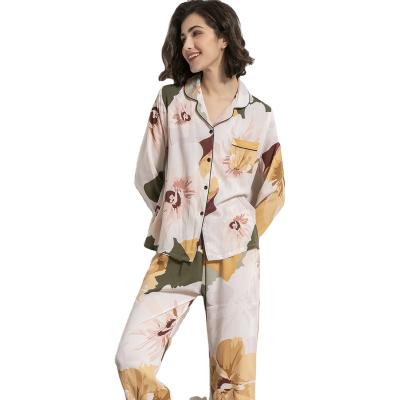 China QUICK DRY classic long sleeve with button up sleepwear piping sexy pajama women pajamas with pockets long sleeve pajama set for sale