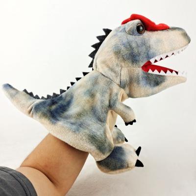 China Wholesale Original Creative Dino World Toys Best Selling Cartoon Link Dye Stuffed Dinosaur Hand Puppet Soft Toy New Design for sale