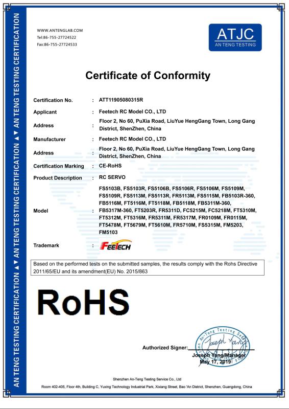 RoHS - Shenzhen FEITE Model Co., Ltd.