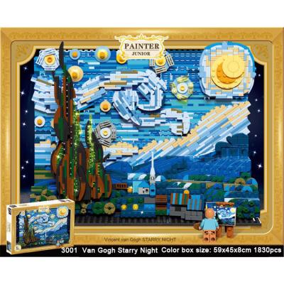 China DIY TOY New Design 1830 Pieces of Building Block Series Starry Night Artist Painting Toy Children Artwork for sale