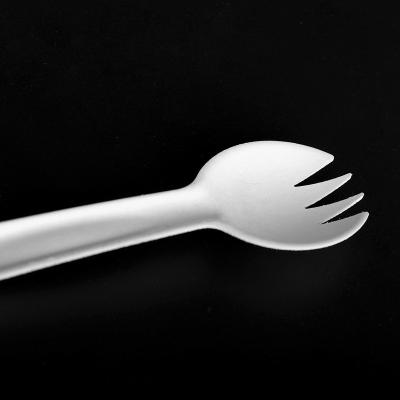 China Simple Modern Disposable Fork Spoon Knife Set Utensils Sugar Cane Bagasse Biodegradable Cutlery for sale