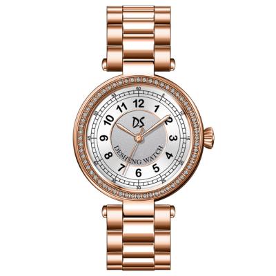 China Day/date women watches fashion ladies quartz watch strap Rose Gold Luxury Women Watches simple for sale