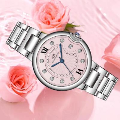 China Stainless Steel Luxury Crystal Diamond Dial Rose Diamond Dial Day/Date Quality Wrist Fancy Dress Women Watch for sale