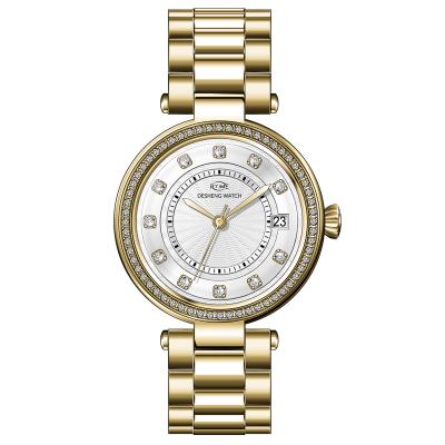 China Custom Logo Stainless Steel Luxury Hand Day/Date Lady Brand Wrist Women Quartz Watch for sale