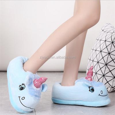 China Fashion\Comfortable\Durable Indoor Home Slippers Cotton Unicorn Cartoon Horn Slippers European and American Plush Toys for sale