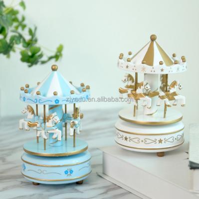 China Creative Festival Gifts for Girls Birthday Happy Vanish Cogs Round Wooden Music Box for sale