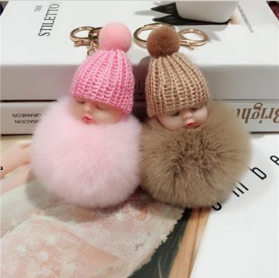 China Easy to Carry Cute Doll Hair Ball Plush Doll Sleep Cute Pendant Keychain Ladies Bag Car Pendant for sale