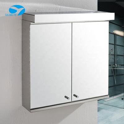 China Eco-friendly Double Door Bathroom Mirror Cabinet Stainless Steel Medicine Cabinet For Bathroom for sale