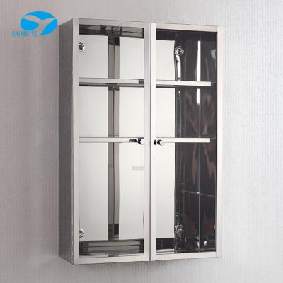 China Eco - Friendly Modern Stainless Steel Kitchen Storage Cabinet Cupboard 3 Layer Clear Glass for sale