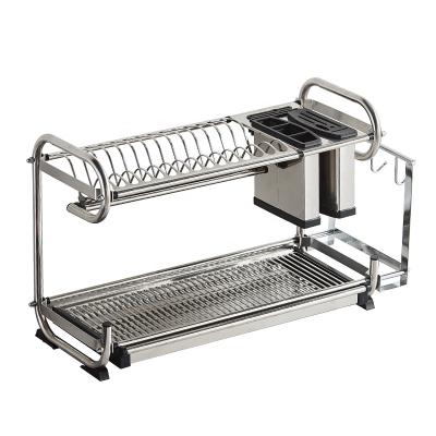 China Sustainable Foshan Double Layer Dish Rack Kitchen Storage Rack for sale