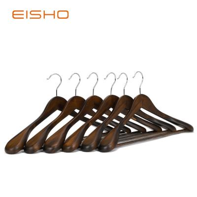 China Durable and strong wooden hangers and cheap wooden strong black wood space saving suit hanger for clothes for sale