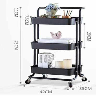 China Eco-friendly 3 Tier Trolley Storage Trolley For Food Organizer Kitchen Home Storage Mobile Tea Food Cart Carts for sale