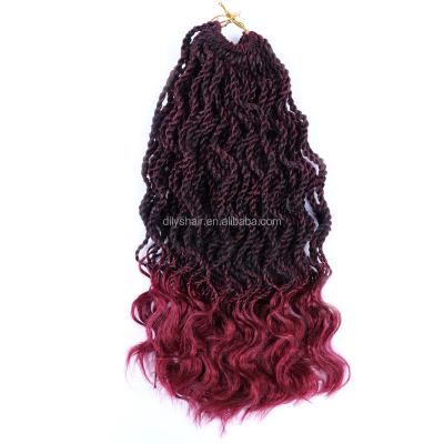 China Long Easy Dry Curly Crochet Hair Senegalese Twist Braids Hair Synthetic Fiber Solid Black And Mixed Color Purple High Quality for sale