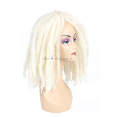 China Easy Dry Actions Dorp Shipping 18inch 240g Ombre Brown Color 250g Black Marley Kinky Curly Afro Synthetic Wigs For Women Daily Wearing for sale