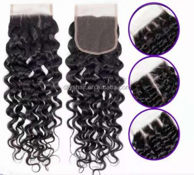 China Hot Sale Infinityer Water Wave Body Wave 4*4 Lace Up Brazilian Remy Hair Frontal Extension Closure Wholesale for sale