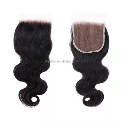 China Factory Price 4*4 Full Body Wave 100 Ends Full Wave Lace Closure Silky Straight Virgin Peruvian Hair for sale