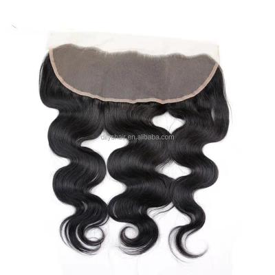 China 13x4 Russian Lace Body Wave Top Grade Body Wave Hair Frontal Closure Bleached Knots With Baby Hair Ear To Ear Hair for sale