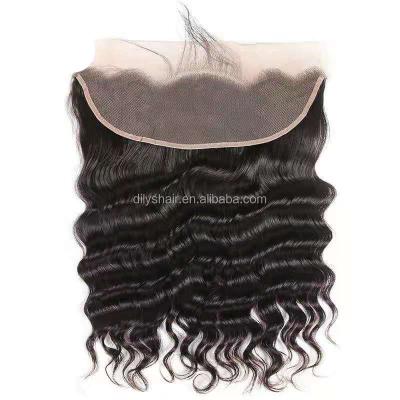 China Loose Wave Full Cuticle Aligned Raw Virgin Loose Deep Wave Hair Tangle Free Transparent 13*4 Lace Headband for sale