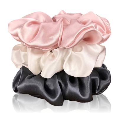 China European and American style silk hair scrunchies wholesale custom made 100% silk mulberry silk hair bow scrunchies for sale