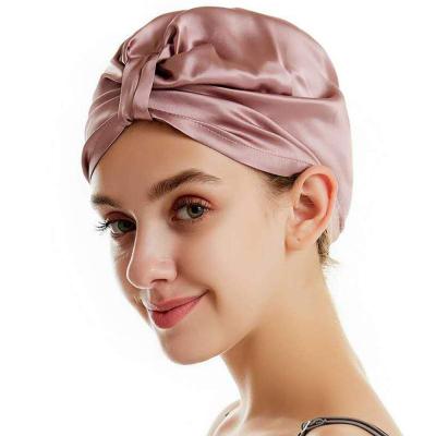 China Hot selling silk bonnets and soft soft feeling brim wraps new design hair bonnets pure silk hair bonnets for sale