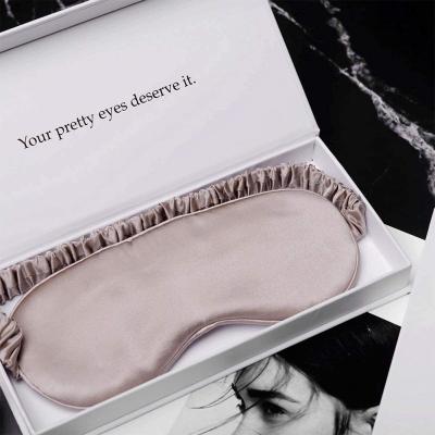 China Blackout Blackout Eye Mask Anti-Wrinkle Blackout Eye Mask Silk Natural Silk Mask Print Natural Silk Eye Mask Gift Box for sale