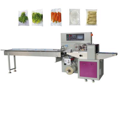 China High Speed ​​Horizontal Lettuce Cucumber Packaging Machine Vegetable Food Pillow Packing Machine for sale